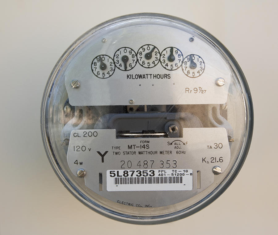 Close up of electric meter Photograph by Fotog