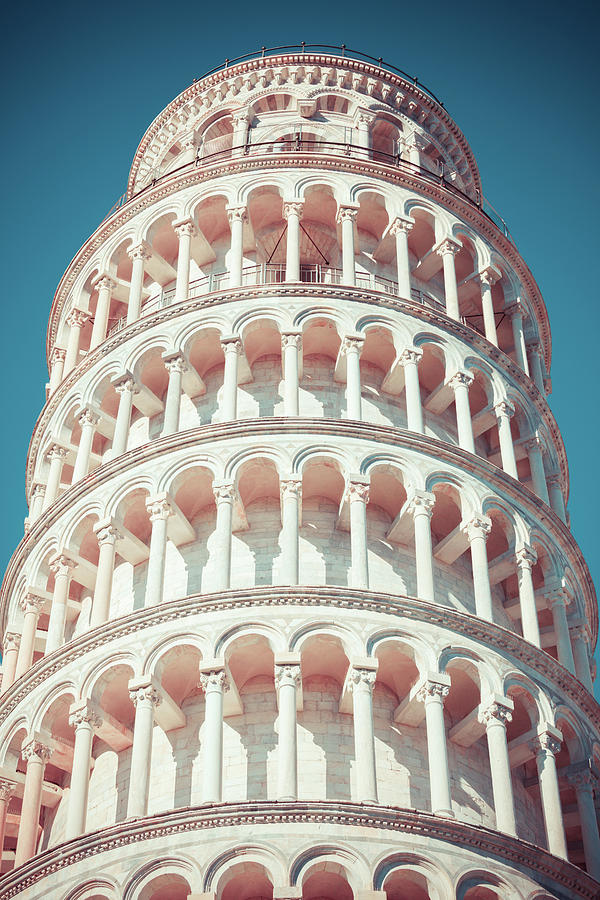 Close Up Of Leaning Tower Of Pisa Vintage Retro Toned Photograph