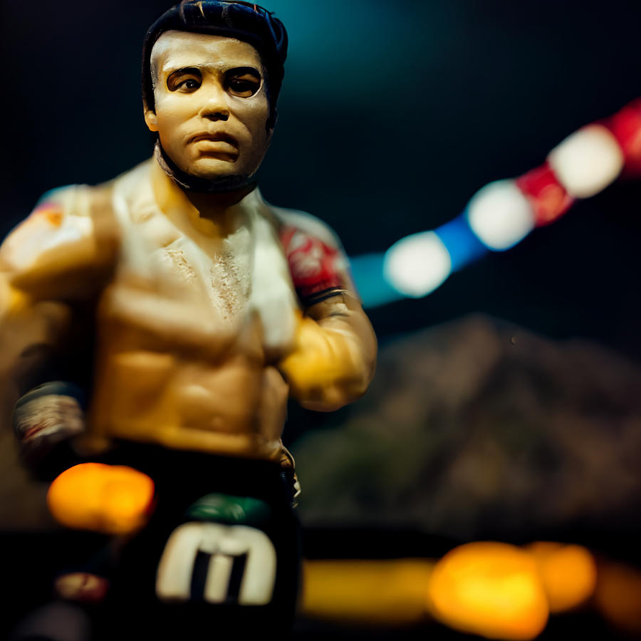 close  up  of  Muhammad  Ali  on  the  top  of  the  moun  1f4c3ad9  aac1  43a8  8ff3  d13477a44317  Painting by MotionAge Designs