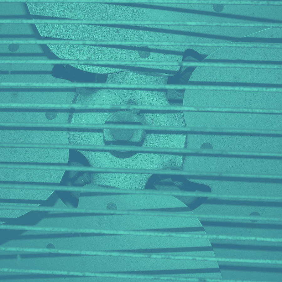 Close up of Old Fan Green Blue Gradient Photograph by Ali Baucom