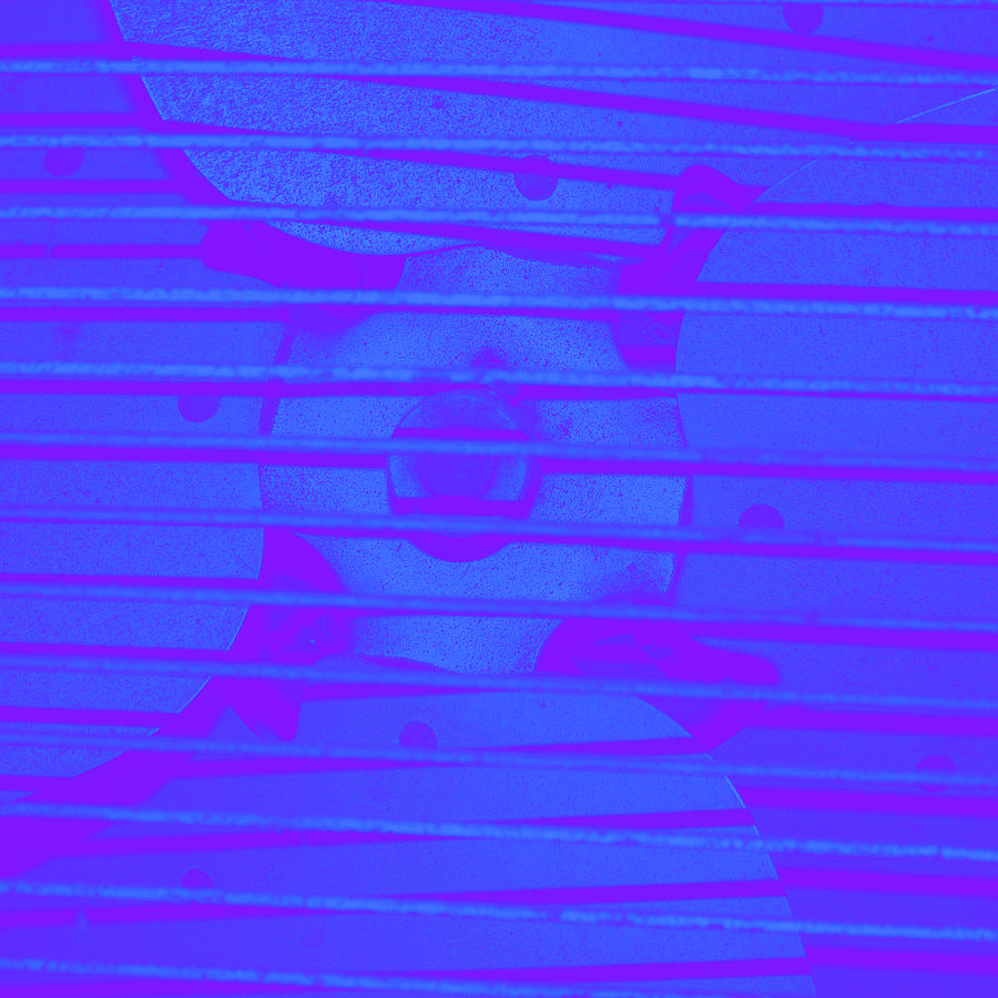 Close up of Old Fan in Purple and Blue Gradient Photograph by Ali Baucom