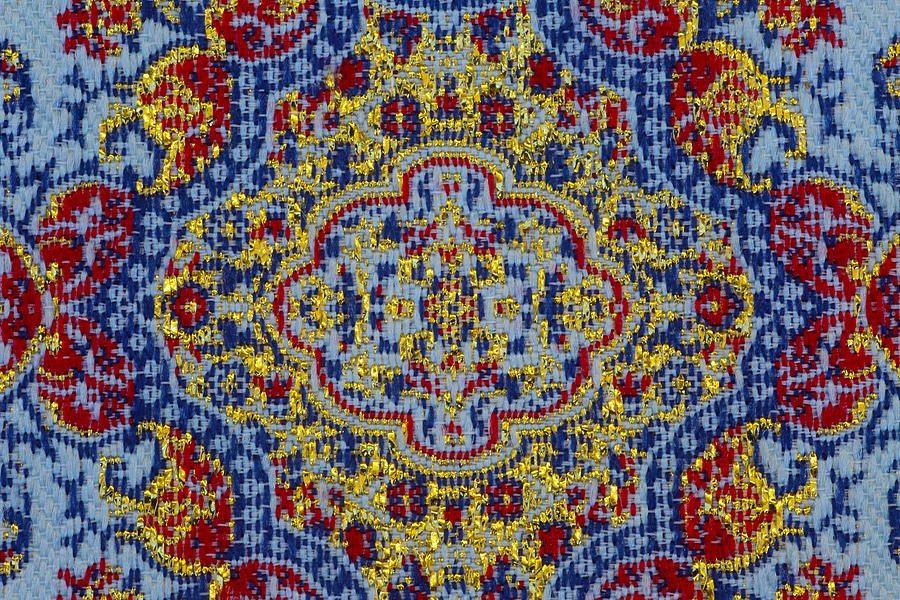 Close up of pattern on Turkish woven fabric Photograph by Rosemary Calvert