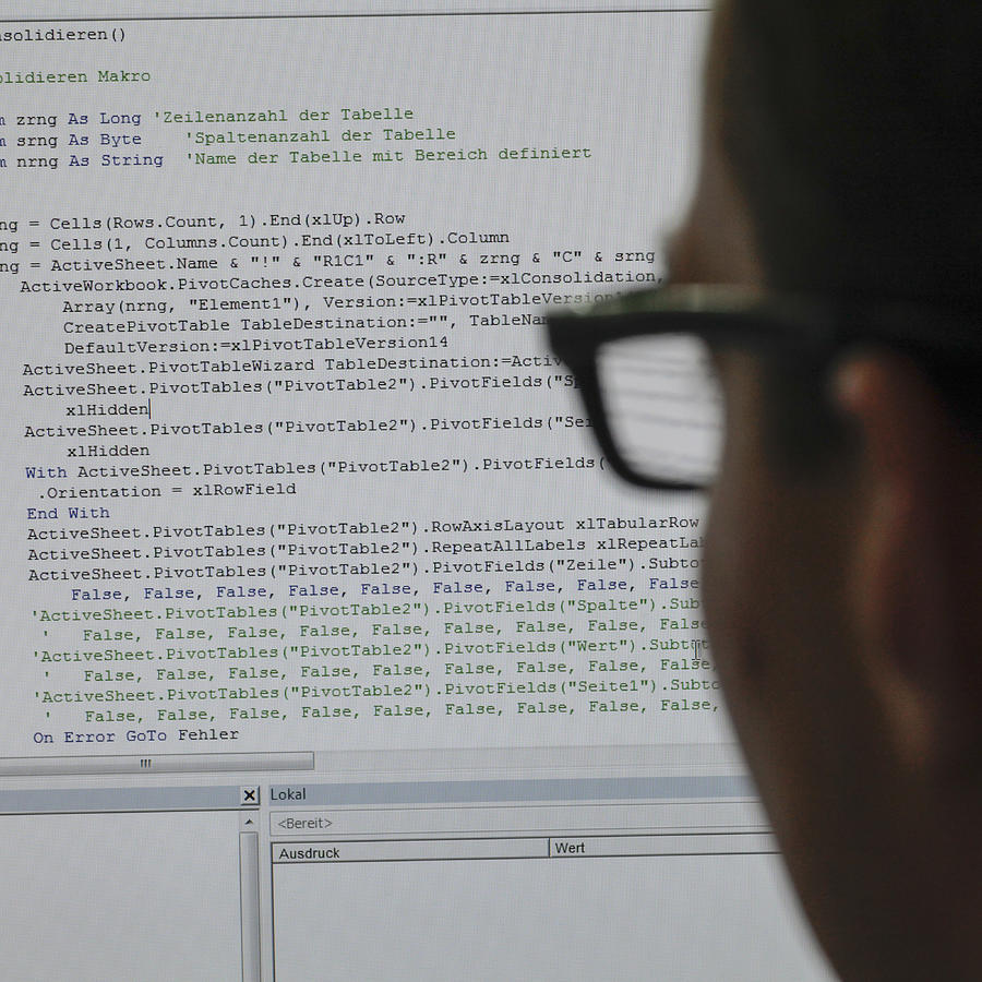 Close-up of person reading programming code on computer screen Photograph by Marc Volk