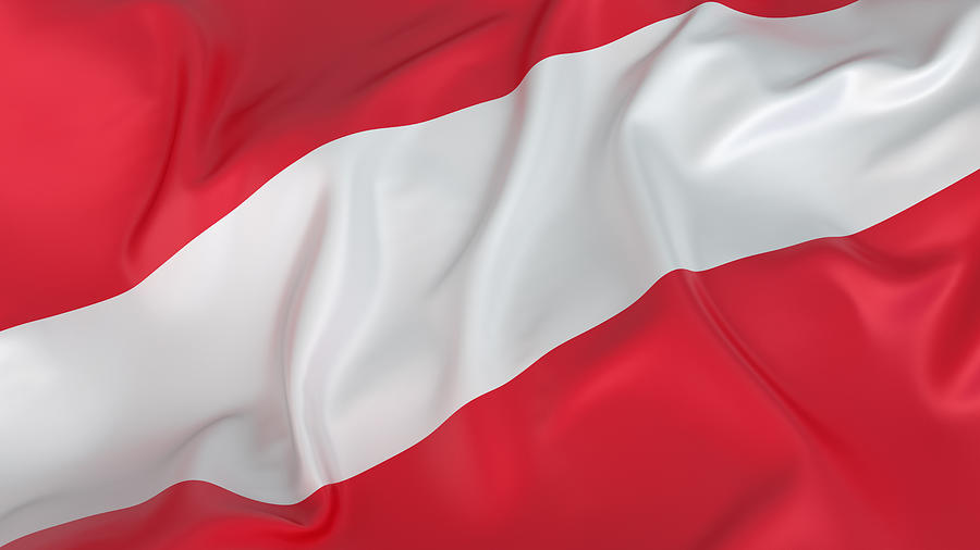 Close-up of red and white Austrian flag Photograph by CGinspiration