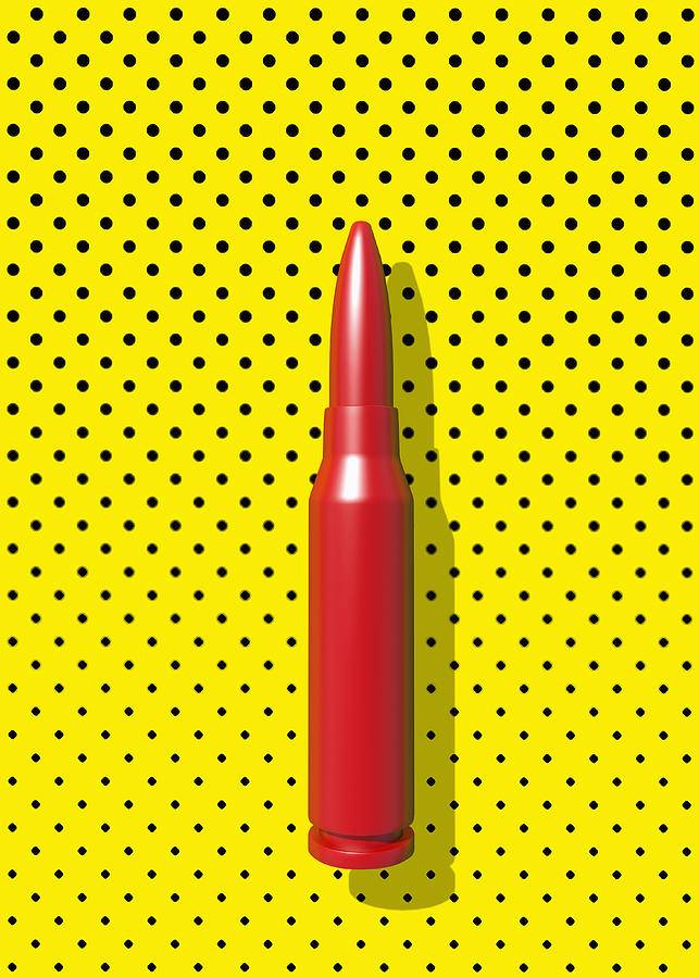 Close up of red bullet casing on polka dot background Photograph by Chris Clor