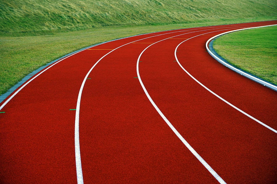 Close-up of running track Photograph by Missen