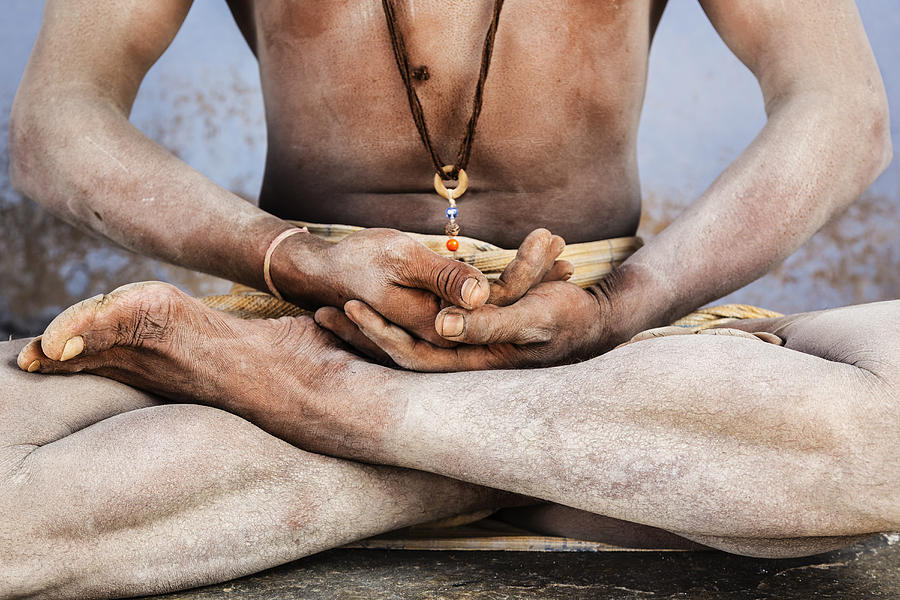 Close up of Sadhu in lotus position Photograph by Jeremy Woodhouse