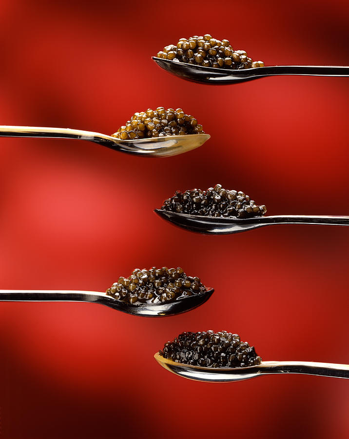 Close-up of Spoons with Caviar Photograph by Pidjoe