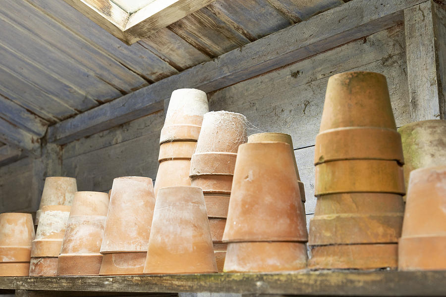 Close up of terracotta plant pots Photograph by Andrew Dernie