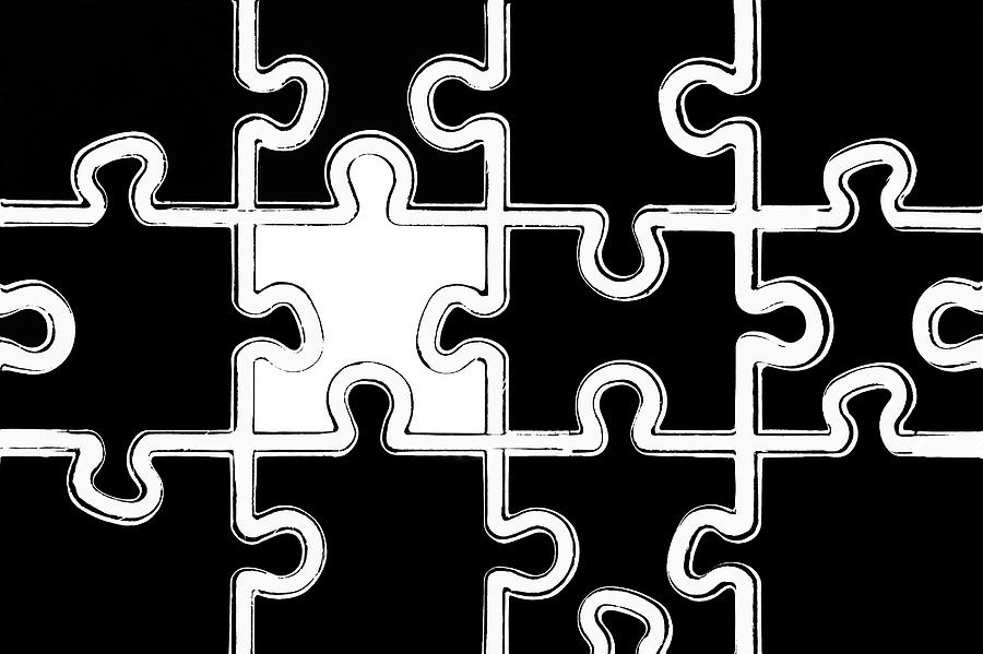 Close Up Of The Black And White Leader Puzzle Background Photograph by Severija Kirilovaite