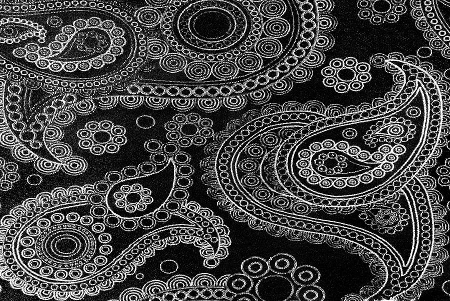Close Up Of The Black  Floral Fabric  Photograph by Severija Kirilovaite