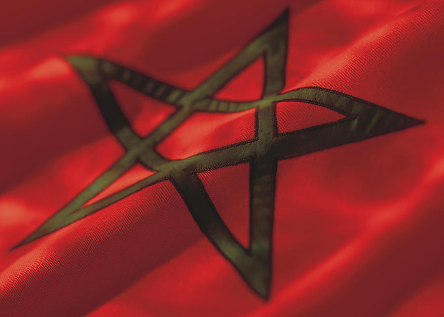 Close-up Of The Flag Of Morocco Photograph by George Doyle