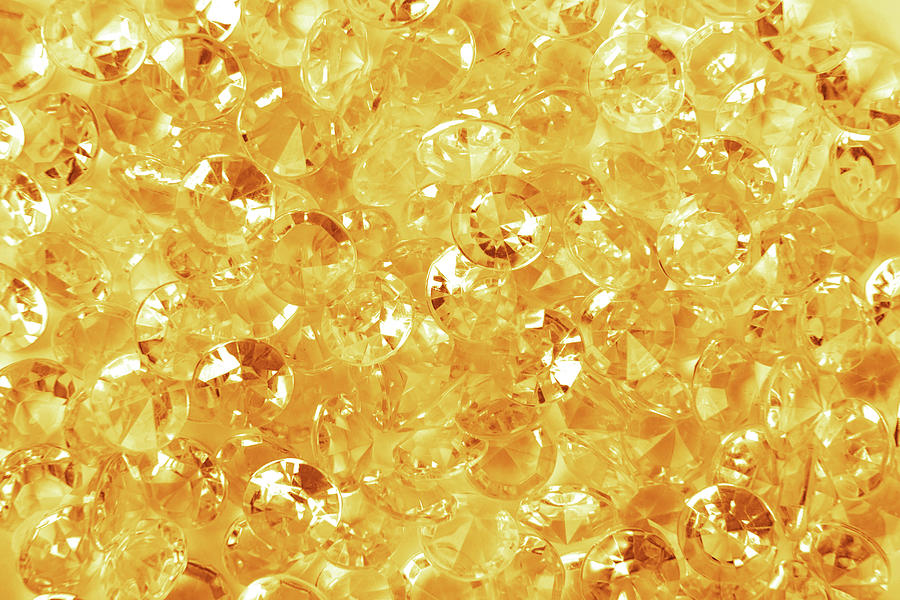 Close Up Of The Golden  Diamonds Background Photograph by Severija Kirilovaite