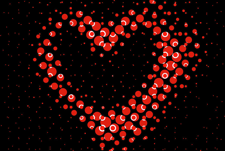 Close up of the heart shape spotted circles on black illustration Photograph by Severija Kirilovaite