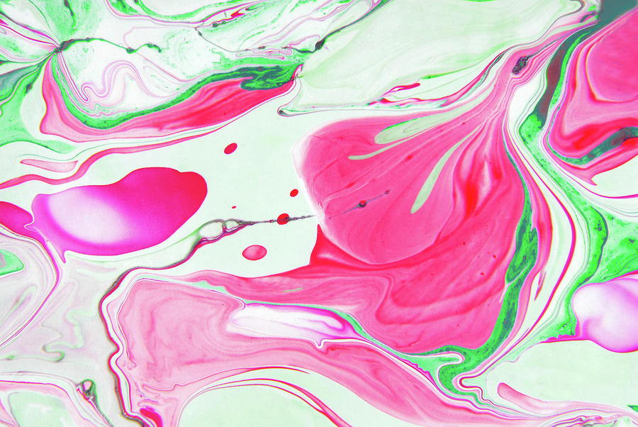 Close Up Of The Pink And Green Abstract Painted Background Photograph by Severija Kirilovaite