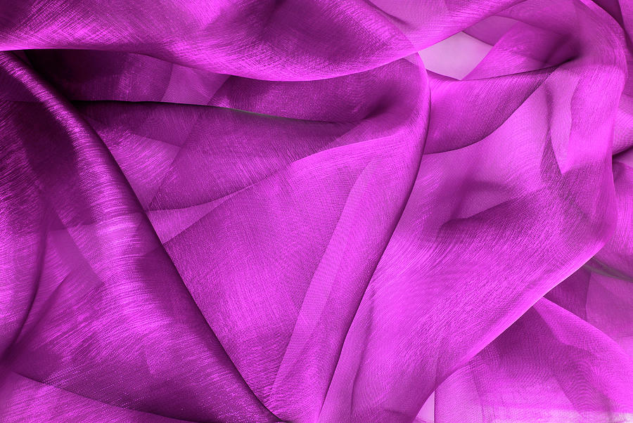 Close up of the purple wavy organza fabric Photograph by Severija Kirilovaite