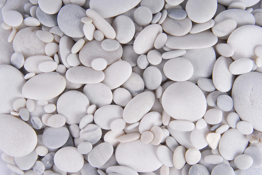 Close up of the white pebbles stones background Photograph by Severija Kirilovaite