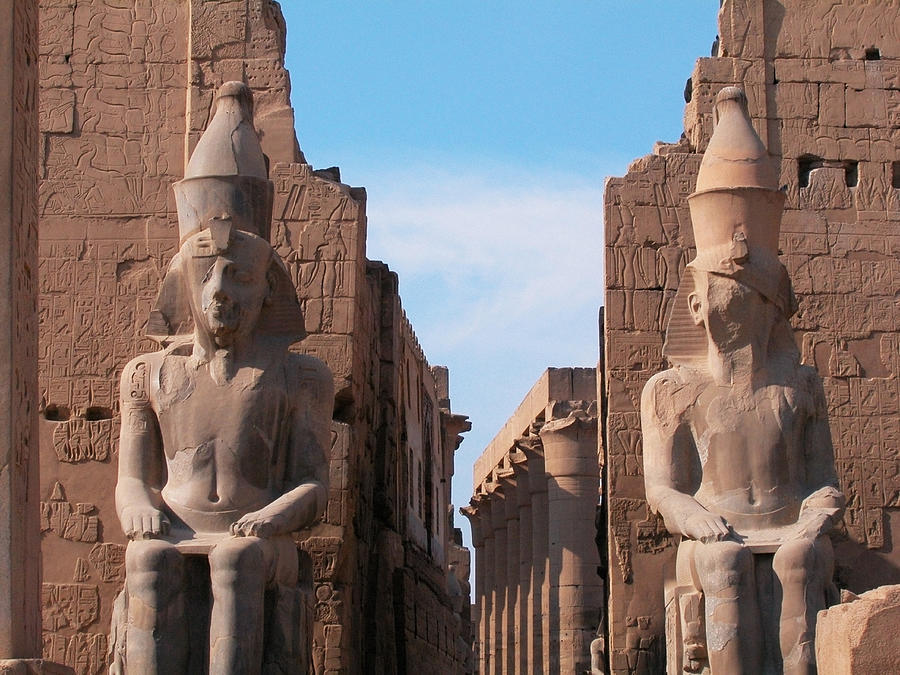 Close-up of two statues in a temple, Temple Of Luxor, Luxor, Egypt Photograph by Glowimages