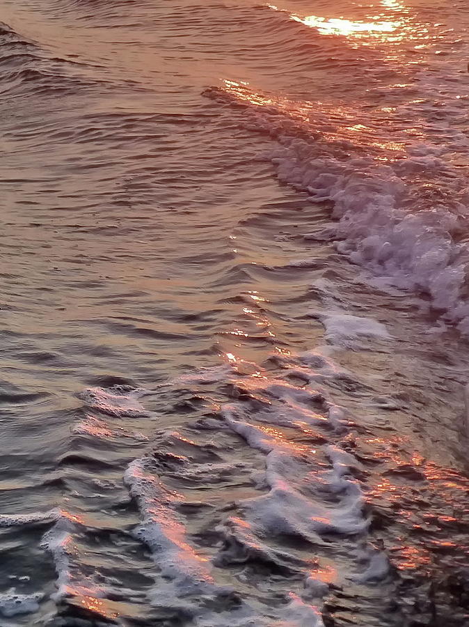 Close-up of Waves behind the Boat at Sunset Photograph by Lyuba Filatova
