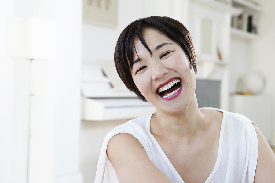 Close up of woman laughing Photograph by Dirk Lindner