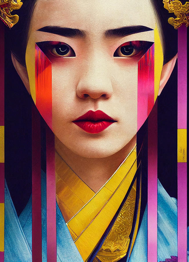 close  up  Portrait  of  a  beautiful  samurai  prince  9599083b  11ad  8999  93c9  18dfcbfd9d5e Painting by MotionAge Designs