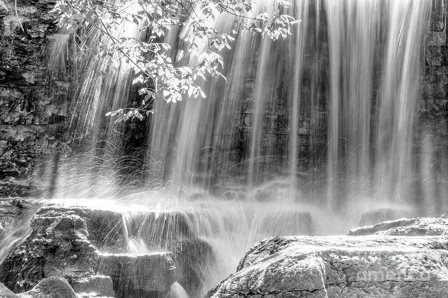 Close Up Waterfall Tanyard Creek Grayscale Photograph by Jennifer White