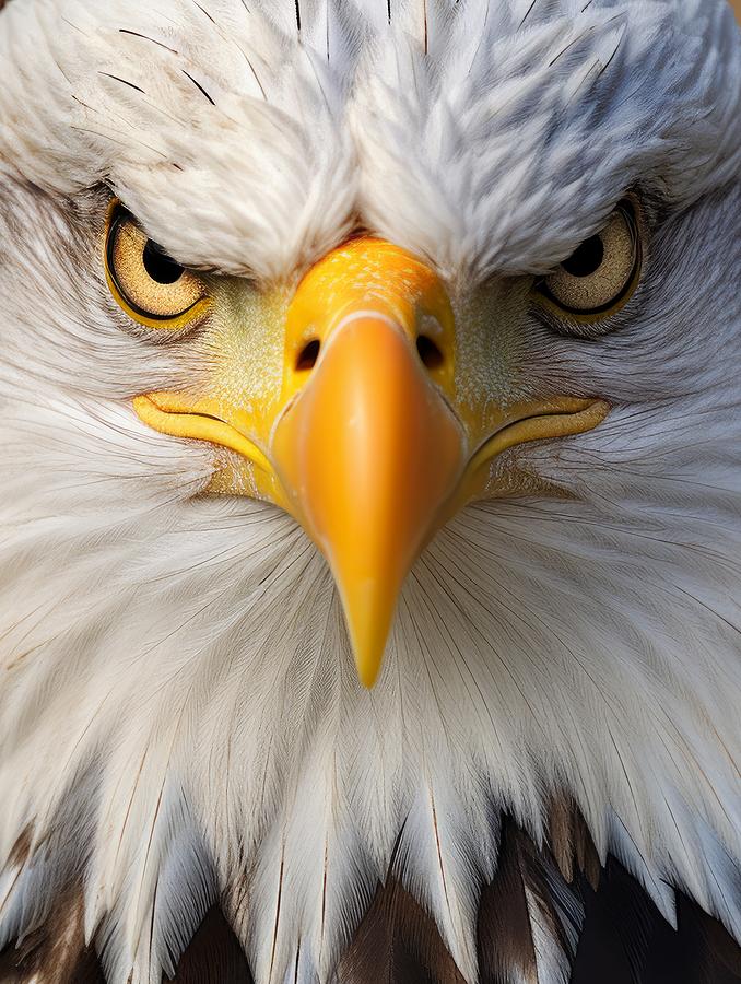 Eagle Mixed Media - Eagles Gaze - A Captivating Closeup of a Bald Eagle by Land of Dreams