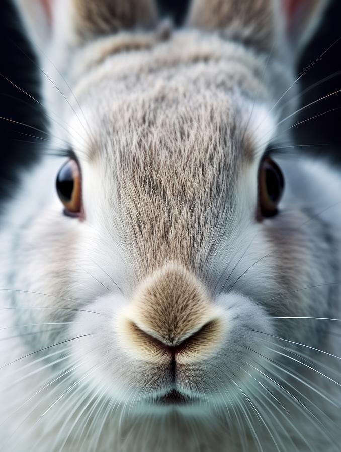 Rabbit Mixed Media - Bunny Bliss - A Captivating Closeup Photo by Land of Dreams