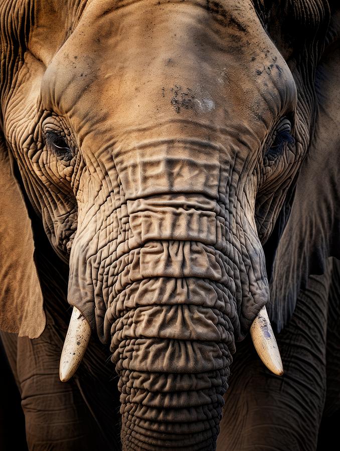 Elephant Mixed Media - Gentle Giants - A Captivating Elephant Closeup by Land of Dreams