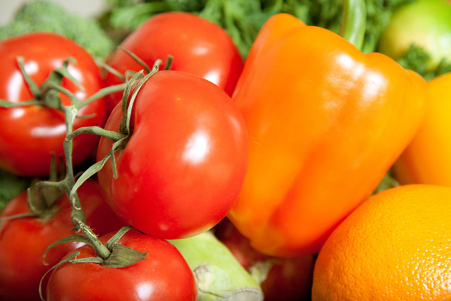 Closeup of Fresh Vegetables Background Photograph by SDI Productions