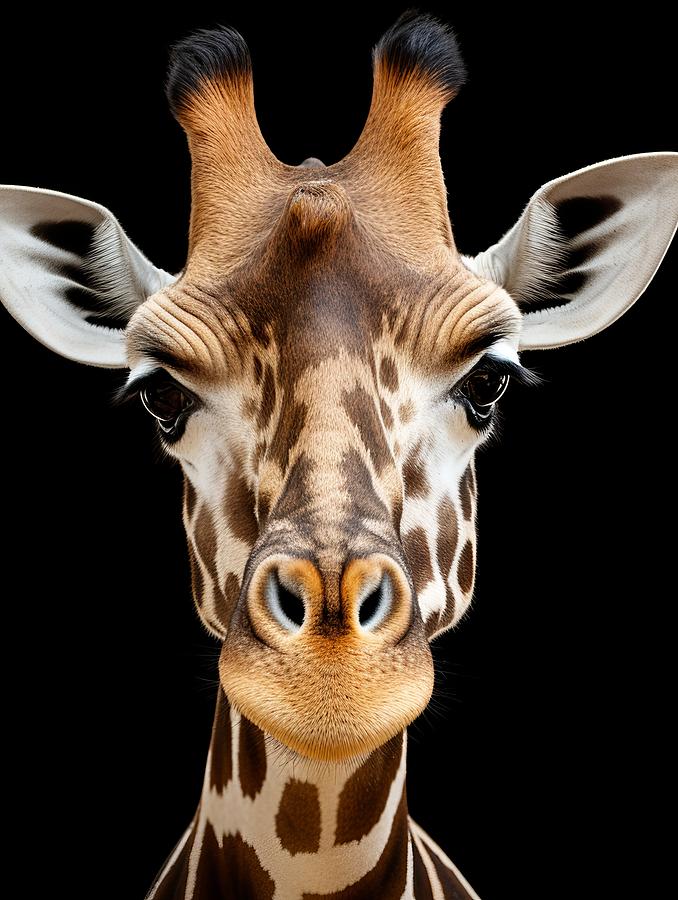 Giraffe Mixed Media - Giraffe Grace - A Captivating Closeup Portrait by Land of Dreams