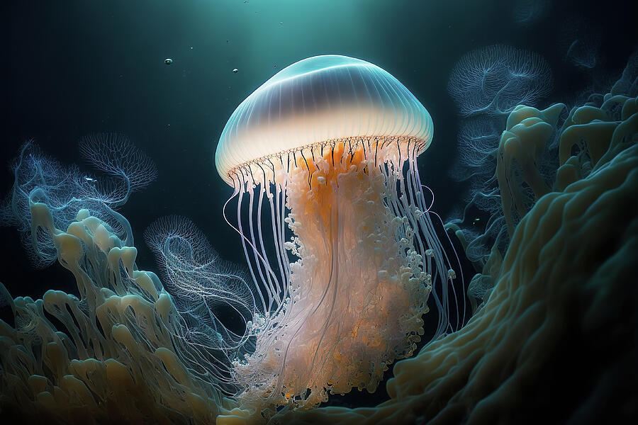Closeup of Jellyfish Photograph by Jim Vallee