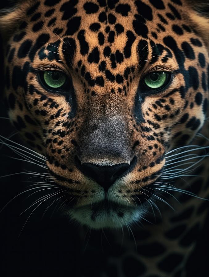 Jaguar Cat Mixed Media - Jaguars Elegance - A Captivating Closeup Portrait by Land of Dreams