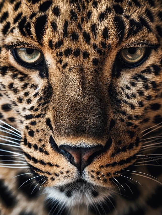 Leopard Mixed Media - Leopards Gaze - A Captivating Closeup Portrait by Land of Dreams