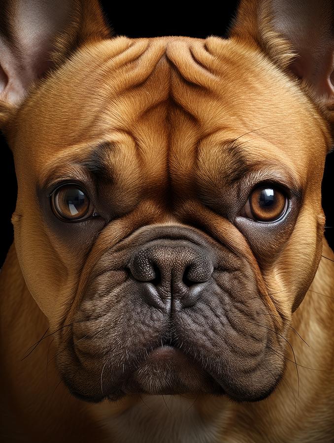 French Bulldog Mixed Media - A Captivating Closeup of a Tan French Bulldog by Land of Dreams