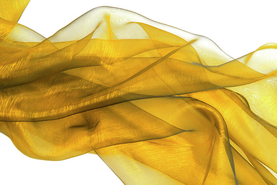 Closeup Of The Golden Wavy Organza Fabric Photograph by Severija Kirilovaite