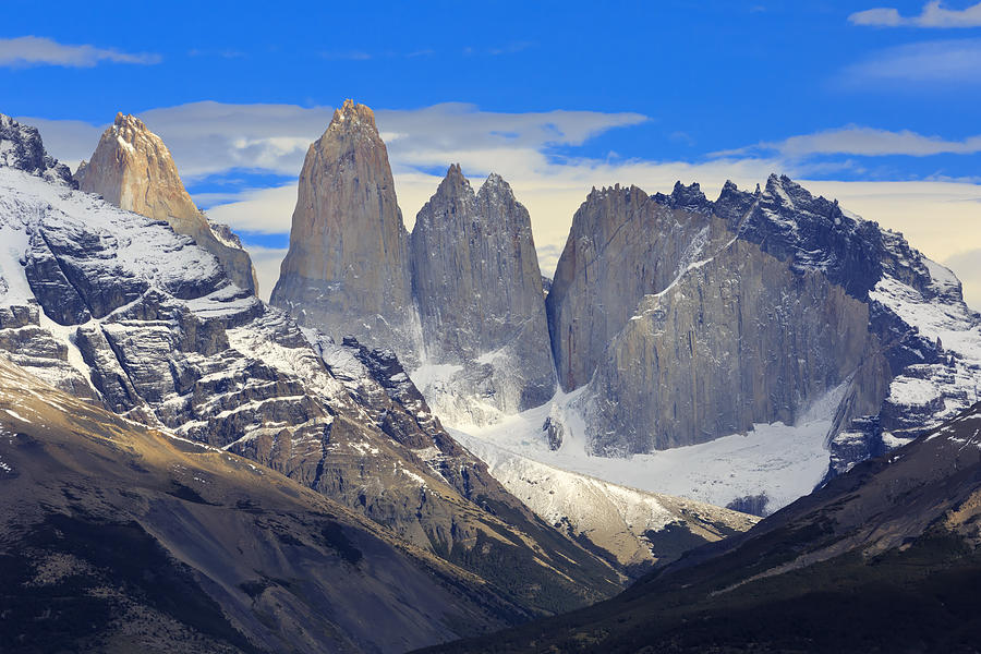 Closeup of the peaks of Las Torres, Patagonia, Chile Photograph by Louise Heusinkveld
