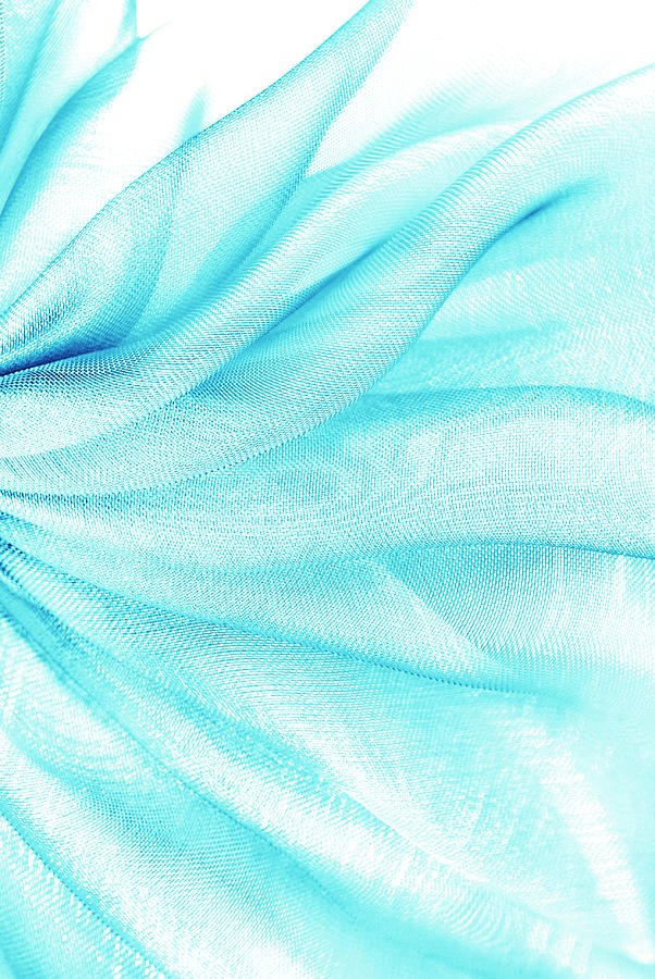 Closeup Of The Wavy Blue Turquoise Organza Fabric Photograph by Severija Kirilovaite