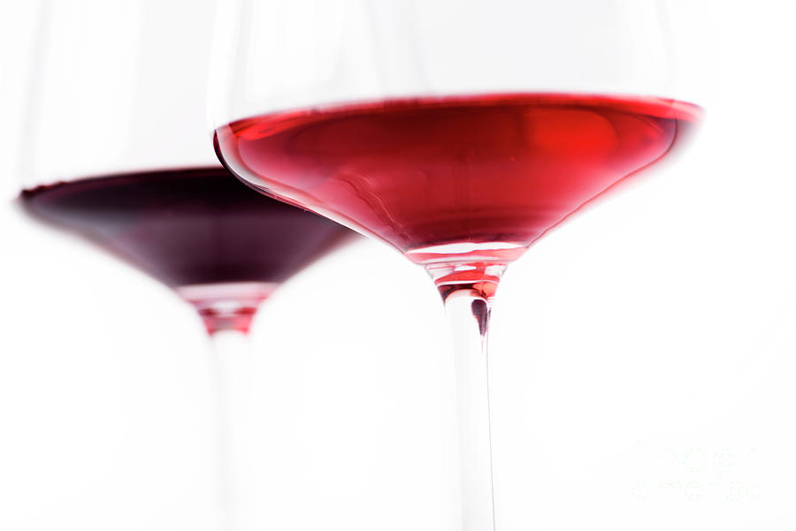 Closeup Of Two Glass Of Red And Rose Wine Isolated Over White Ba Photograph