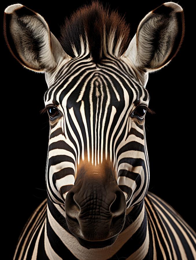 Wildlife Mixed Media - Closeup of Zebra - Black and White Beauty by Land of Dreams