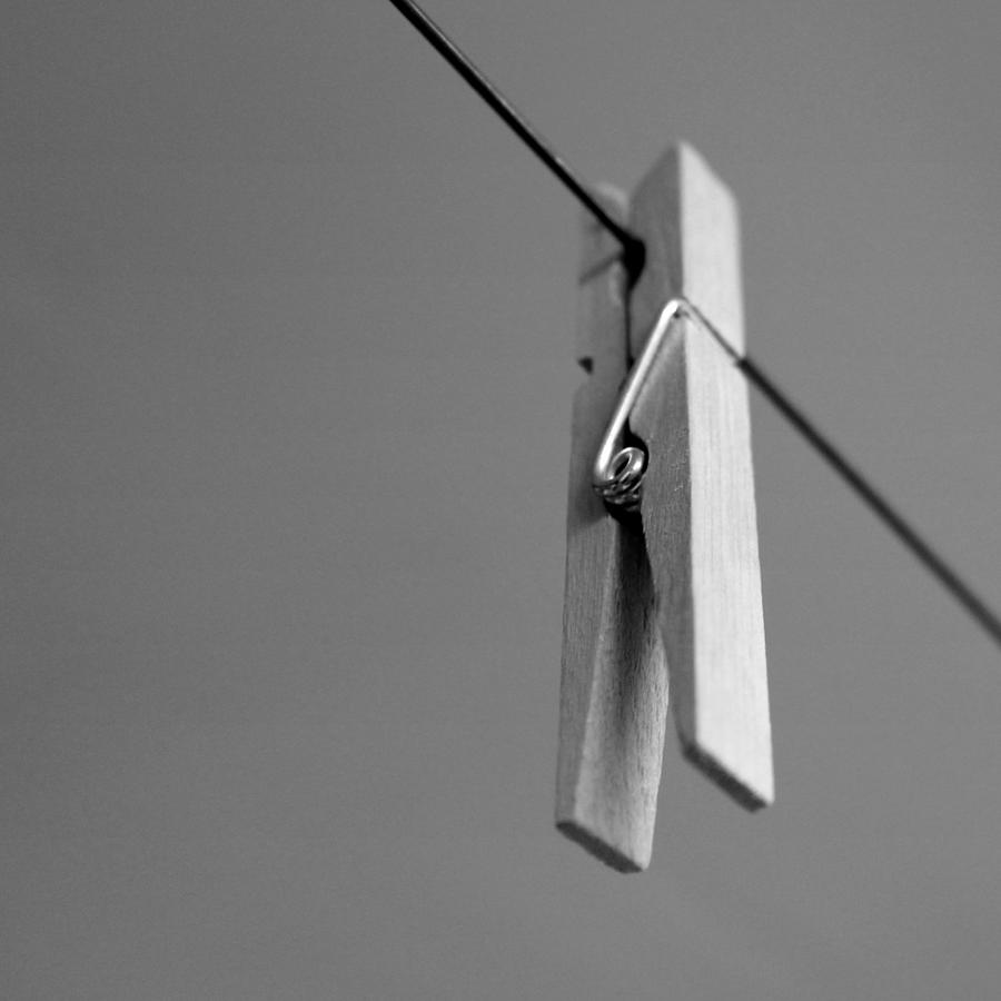 Clothes Pin Black and White Photograph by Joseph Skompski