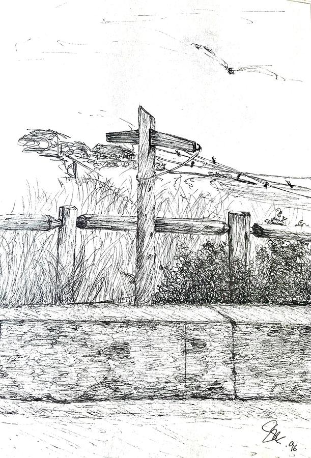 Clothesline by the Sea Drawing by Sue Gandy Clothesline by the Sea Drawing by Sue Gandy