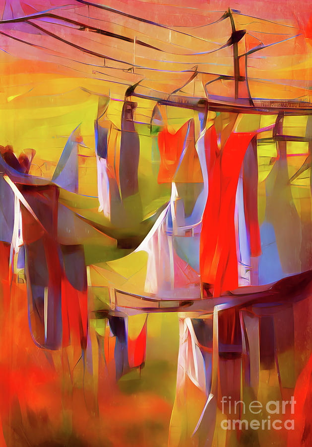 Clothesline on Washday Digital Art by Judi Bagwell
