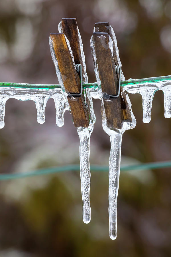 Clothespins On Clothesline Glazed With Ice Photograph By James Brey Pixels