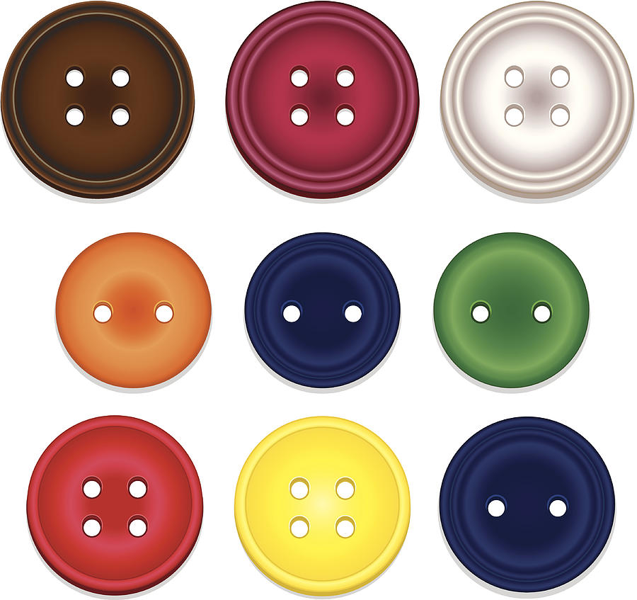 Clothing or Sewing Buttons Set: Various Styles, Colors, and Sizes Drawing by Skdesigns