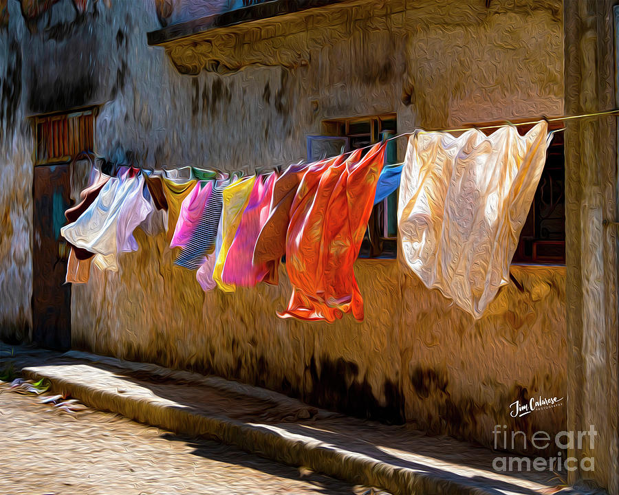 Cloths Line On Street Photograph by Jim Calarese