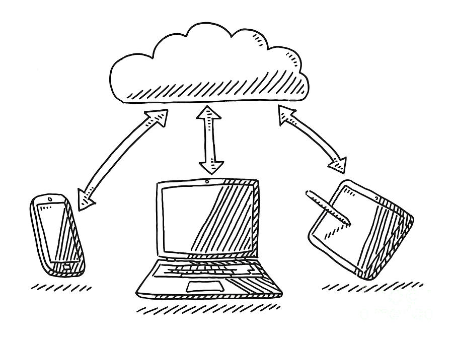 Cloud Computing Technology Drawing Drawing by Frank Ramspott - Fine Art  America