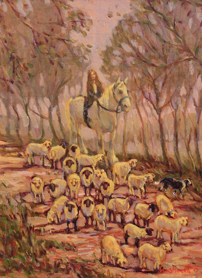 Cloud Farm Shepherdess Painting by Susan Westwood | Fine Art America