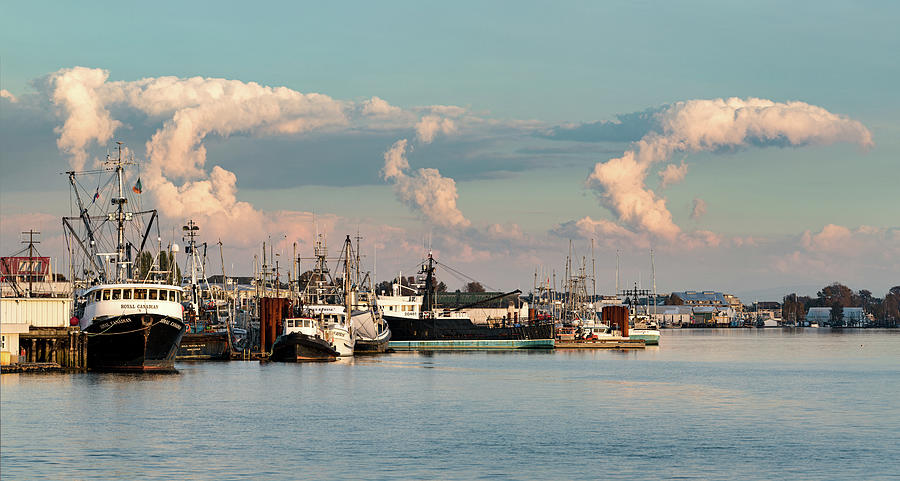 Cloud Formations and Fishing Boats in Steveson Harbour Photograph by Michael Russell