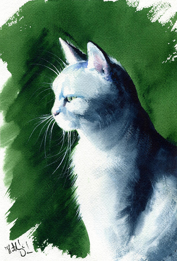 Cloud Gazing Light - Cat Painting Painting by Dora Hathazi Mendes